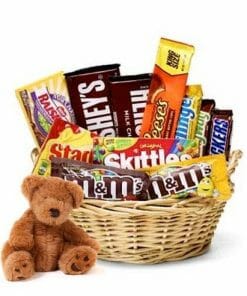 Teddy Bear And Chocolate Gift Basket