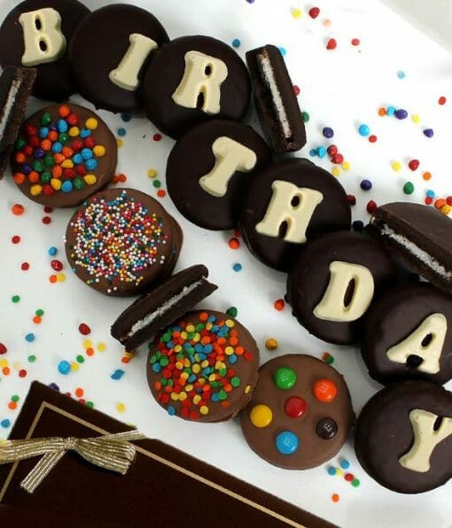 HAPPY BIRTHDAY! There is nothing sweeter than a delicious OREO® Cookie. That is of course nothing besides a BELGIAN CHOCOLATE COVERED OREO® Cookie. Make their birthday extra special this year with a delicious and sweet gift that says Happy Birthday loud and clear.