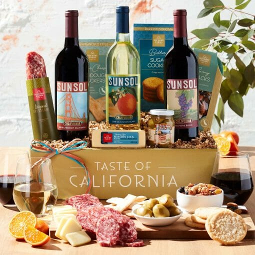 Send a wonderful wine trio gourmet gift basket to a loved one today. gourmet gift set