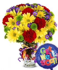 Best Wishes Bouquet with Get Well Balloon