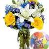 The Rose and Lily Sunshine Get Well Balloon Bouquet