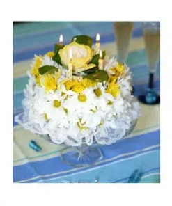 White and Yellow Birthday Cake