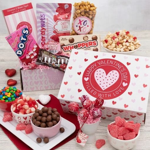 Filled With Love Popcorn and Candy Valentine Gift Basket