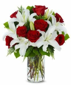 Valentine's Day Exclusive Red Roses and Lilly Bouquet.