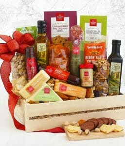 Sens an delicious Meta and Cheese Gift Basket for any occasion