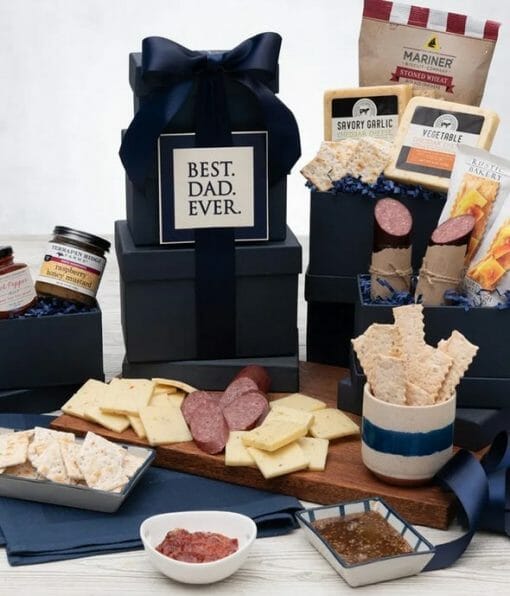 Happy Father's Day Meat & Cheese Gift Tower - Gourmet Delights for Dad