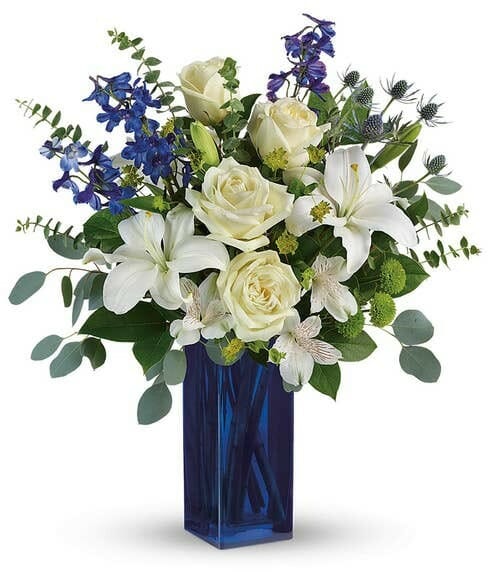 Elegant Blue and White Sympathy Bouquet