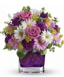 color me purple daisy bouquet