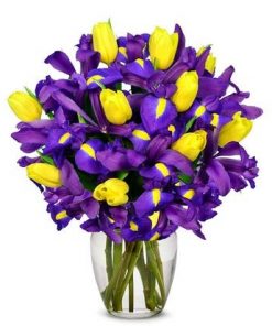 sunny tulip and iris bouquet